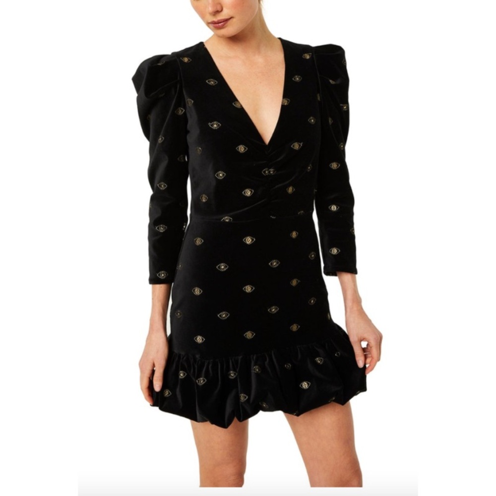 Misa Los Angeles Charisse Dress in Evil Eye Velveteen Long Sleeve Large - Picture 3 of 10